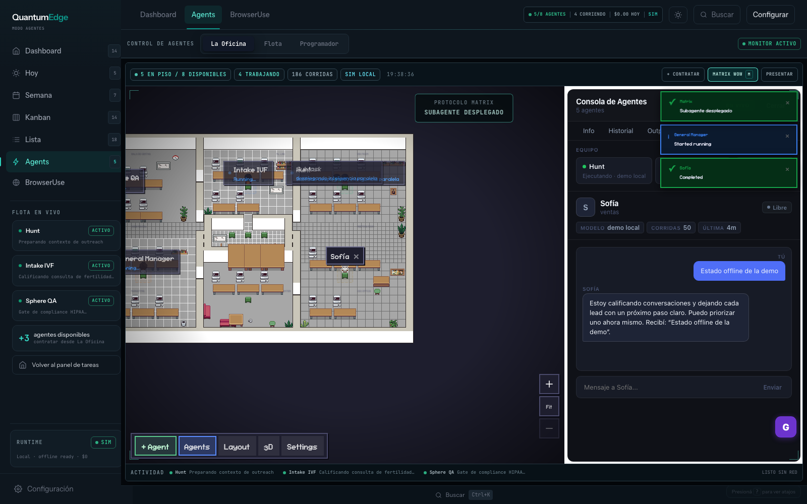 Sub-agent spawning on demand (Matrix protocol)